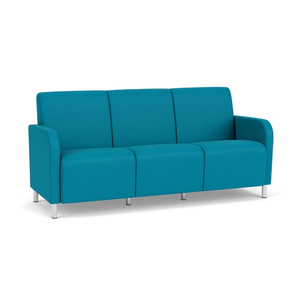 Lesro Siena Lounge Reception 3 Seat Tandem Seating No Center Arms, Brushed Steel, OH Waterfall Upholstery SN3101 - main